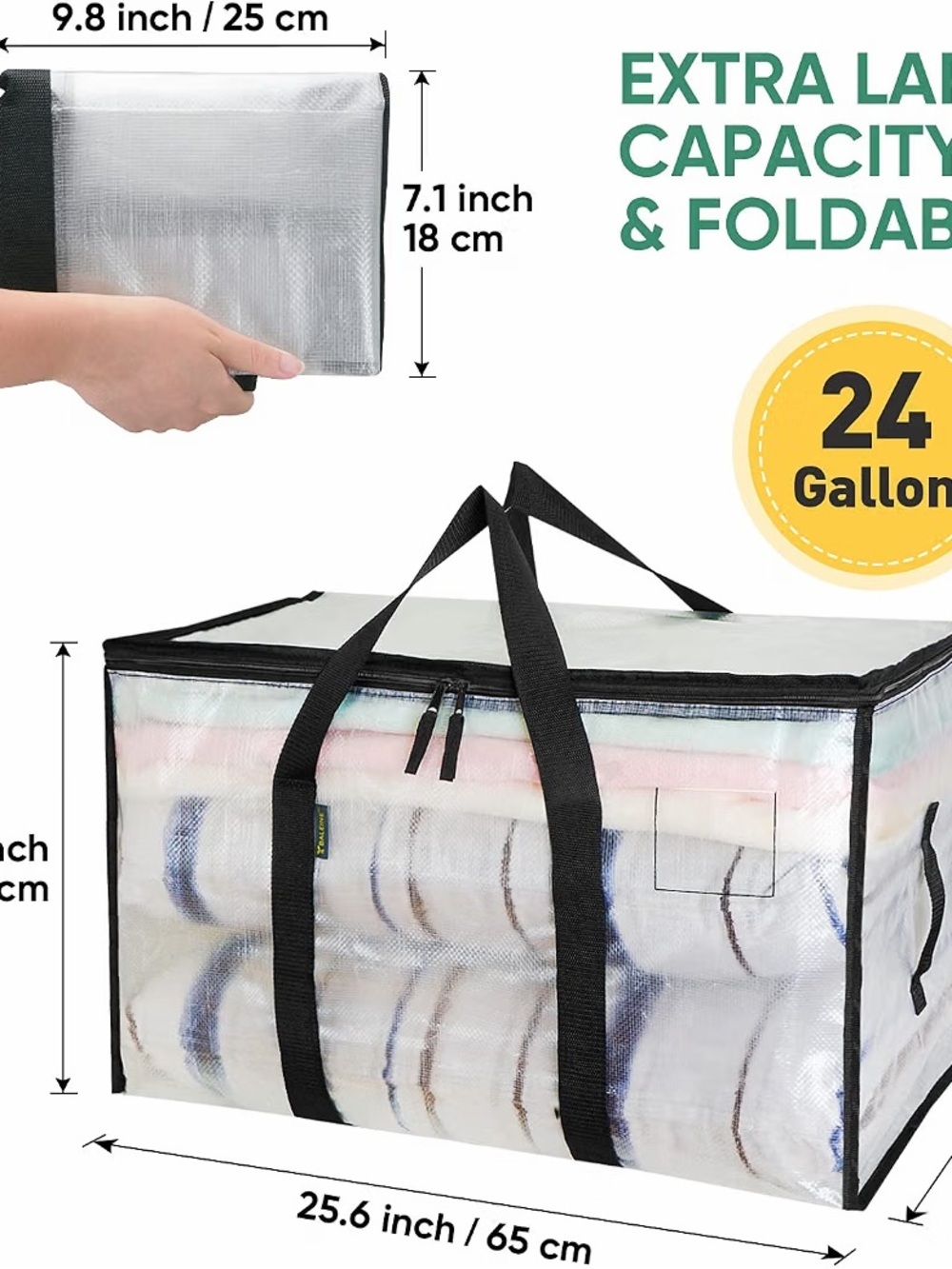 BALEINE Oversized Heavy-Duty Clear Storage and Moving Bag,